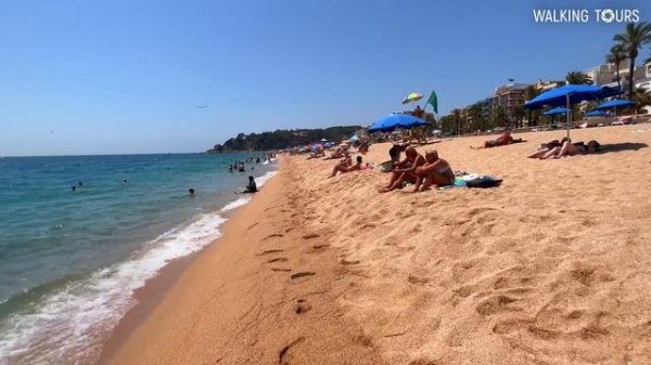 4K Lloret de Mar (Catalonia, Spain) City Beach Walking Tour • July 2022