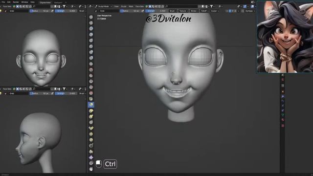 Процесс создания мультяшного 3Д персонажа в Blender смотреть онлайн
