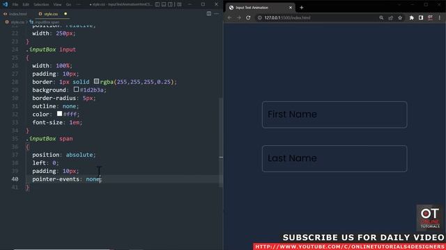 CSS Input Field Text Animation @OnlineTutorialsYT | CSS Only Floating Label смотреть онлайн