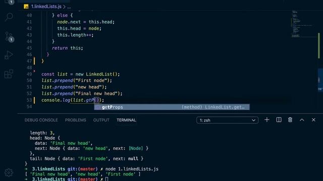 Linked lists in javascript - 3. Append, print methods смотреть онлайн
