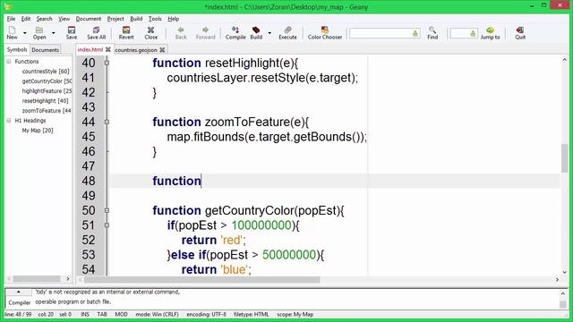 Create interactive web maps using Leaflet JS - 05 - On Each Feature Function смотреть онлайн