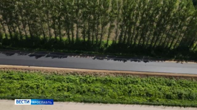 На трассе Ярославль - Любим укладывают новый асфальт смотреть онлайн