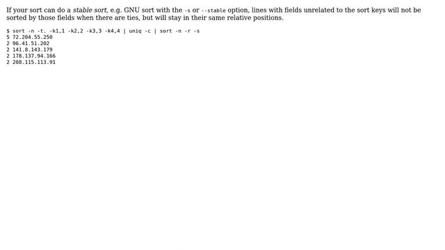 Unix - count unique IP addresses, sort them by most frequent and also sort them by IP when... смотреть онлайн