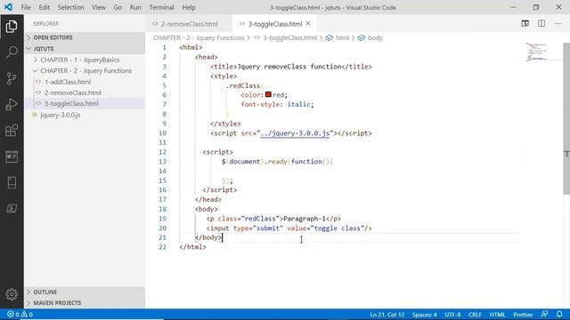 jQuery Tutorials #15 - using toggleClass() method to toggle the Css class assigned to an element. смотреть онлайн