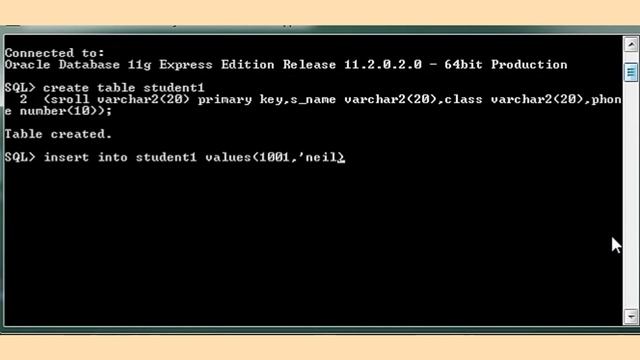 CREATE table statement |DBMS SQLPLUS смотреть онлайн