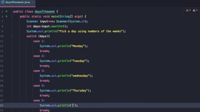 Switch Statement (Days of the Week)Java Program tutorial 2021 смотреть онлайн