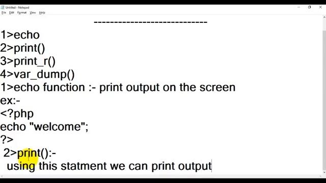 Output Function Of PHP смотреть онлайн
