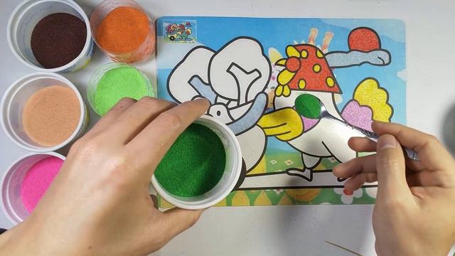 Farbtonsandmalereien Hühnermutter, Babyhühner - Раскраски песочных картин Куриные мамы, куры цыплят смотреть онлайн