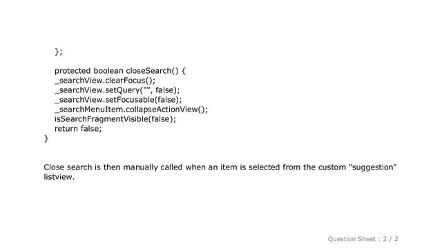 Android : How to completely collapse a SearchView after an item selected? смотреть онлайн
