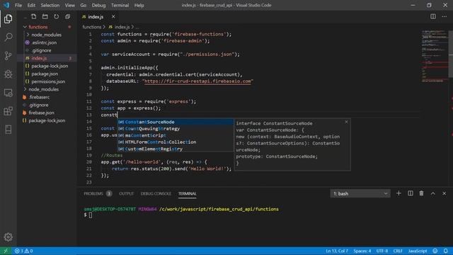 Building a RESTful API with Cloud Functions and Firestore - 04 - Create Route and Service Account смотреть онлайн