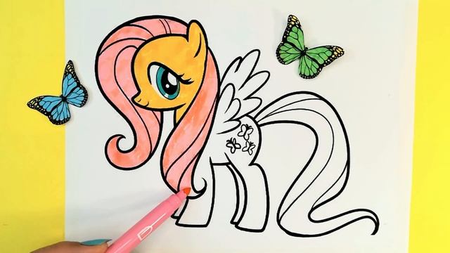 MLP My Little Pony,Coloring,Fluttershy coloring page смотреть онлайн