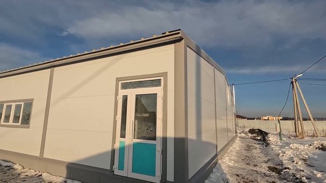 Магазин из сэндвич-панелей 30х15 метров. 450 квадратов, под сетевой магазин. Часть 1 - вид снаружи. смотреть онлайн