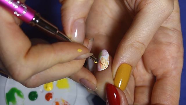 Дизайн ногтей Акриловыми Красками для ногтей + Гель Лак. Маникюр "Осень" - листья на ногтях смотреть онлайн