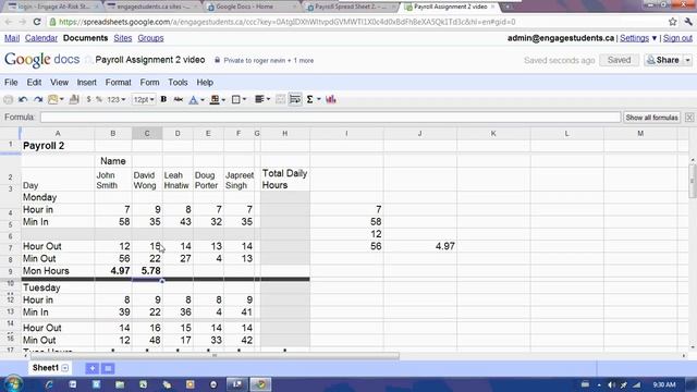 Google Docs Spreadsheet - Payroll 2 Tutorial смотреть онлайн