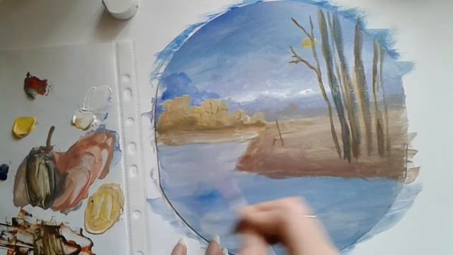 Осенний пейзаж гуашью или акрилом | Рисуем поэтапно смотреть онлайн