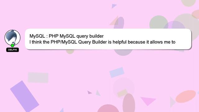MySQL : PHP MySQL query builder смотреть онлайн