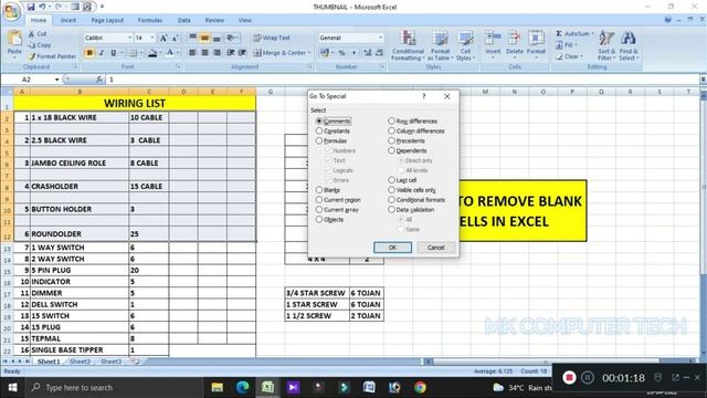 How to remove blank cells in ms excel | Remove blank cell in ms excel | @mkcomputertech смотреть онлайн