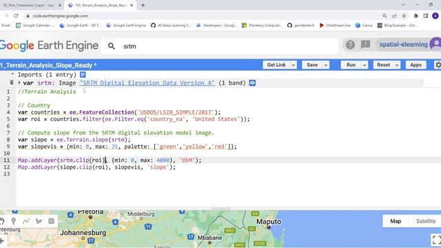 Terrain Analysis with DEM Data in Google Earth Engine смотреть онлайн