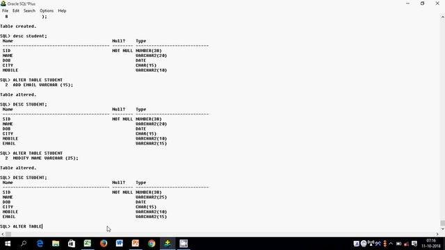 DDL STATEMENTS IN SQL: CREATE, DESC, ALTER, DROP, RENAME смотреть онлайн