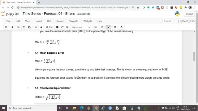 Time Series Forecast Errors смотреть онлайн