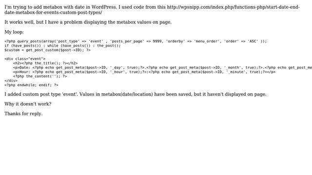 Wordpress: Display metabox with date смотреть онлайн