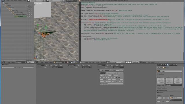 Blender GE 2.6 FPS Tutorial - FPS Python Bullet Hole and Force смотреть онлайн