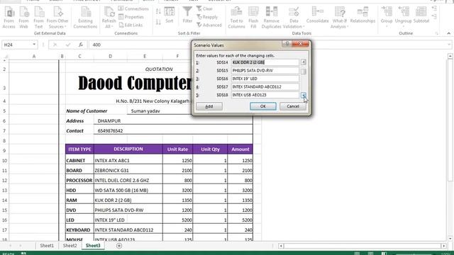 MS Excel Quotation using VBA Scenario Option смотреть онлайн