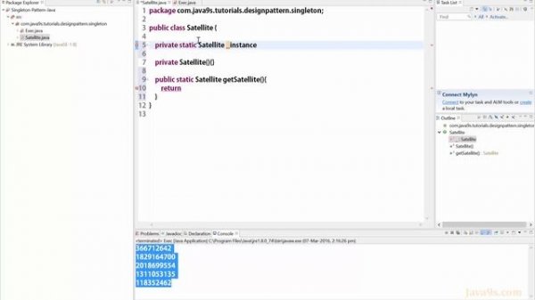 Singleton pattern in Java | Design Patterns tutorial 01 | Java9s.com