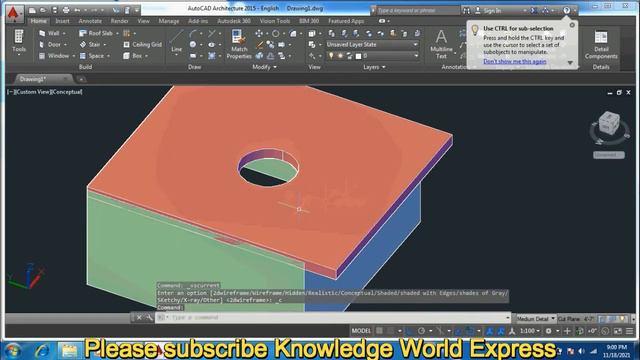 How to Create Circular Hole in Roof on slab in autocad смотреть онлайн