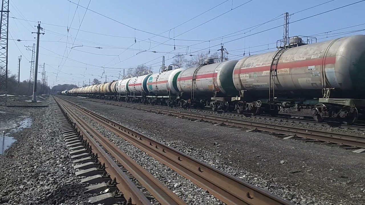 Электровоз "Синара" 2ЭС6-704 Ст.Сарай-Гир,Куйбышевская ЖД с грузовым поездом. смотреть онлайн