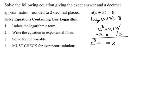 Solve Natural Logarithmic Equation Giving the Exact Solution and a Decimal Approximation смотреть онлайн
