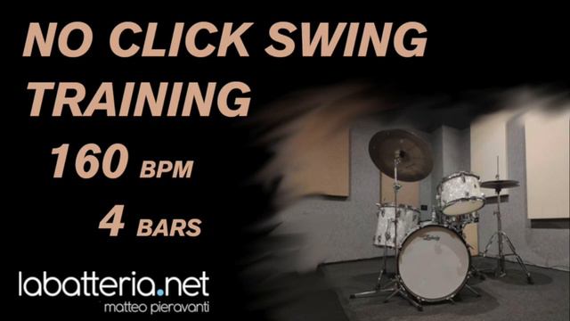 Jazz Drumless backing track No click swing training 160 bpm 4 bars. смотреть онлайн
