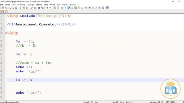 PHP Fundamental Bangla Tutorial class-11: How to use PHP Assignment Operator смотреть онлайн
