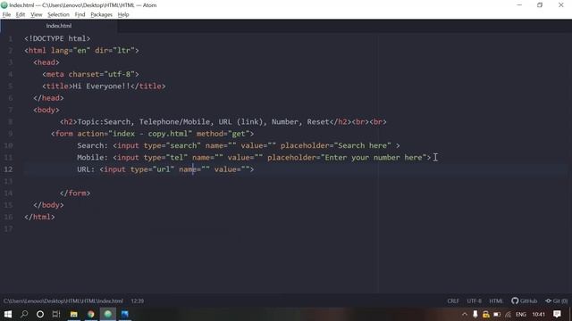 HTML tutorial for beginners in Hindi #29 | Input type- Search, Number, Tel, URL & Reset. смотреть онлайн
