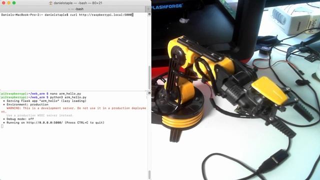 Control robot arm via web with Flask and Python (OWI Edge Maplin USB arm) смотреть онлайн