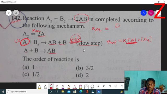 A reaction A2+B2→2AB follows the mechanism :A2⇌A+A (fast)A+B2→AB+B (slow)A + B → AB (fast смотреть онлайн