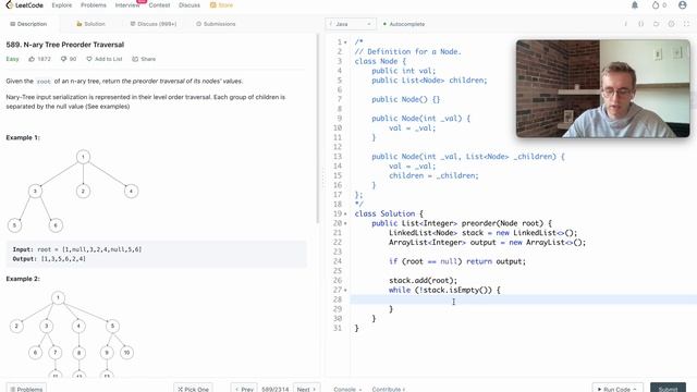 589. N-ary Tree Preorder Traversal - LeetCode Java Solution смотреть онлайн