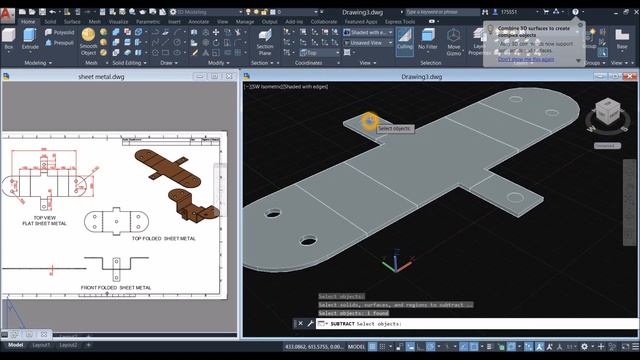 How to Bend/Fold a sheet metal in AUTOCAD tutorial смотреть онлайн