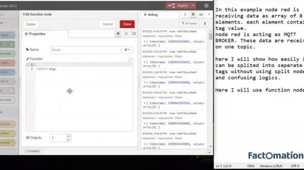How to split json object message on node red MQTT broker