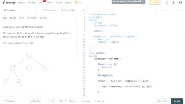 LeetCode Algorithms Easy: Maximum Depth of N-ary Tree смотреть онлайн