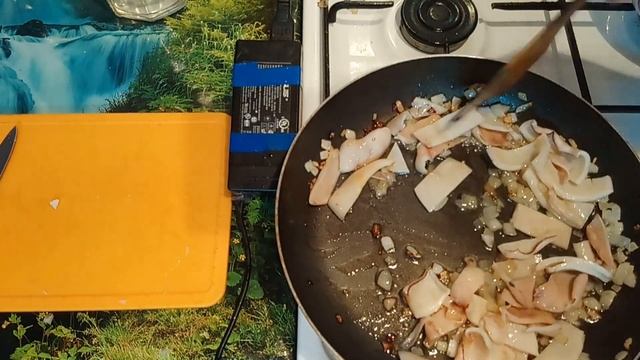 Приготовить кальмар на сковороде с луком и сметаной смотреть онлайн