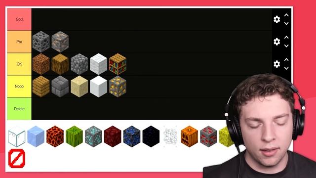 YOUTUBER Ranks Every BLOCK In Minecraft! (Tier List)