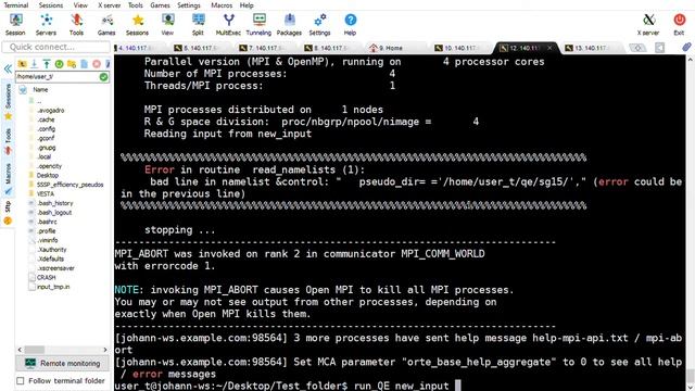 Analysing the error messages from QuantumESPRESSO and fixing the input file to successfully run it. смотреть онлайн