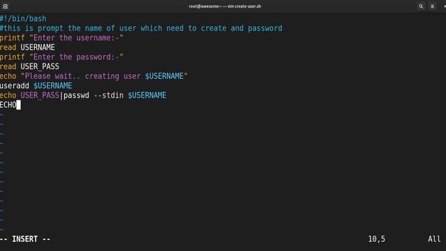 Shell Scripting: Creating User Accounts with Passwords using STDIN, PRINTF, ECHO, and READ |Part-51 смотреть онлайн