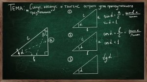 Урок СИНУС, КОСИНУС И ТАНГЕНС ОСТРОГО УГЛА ПРЯМОУГОЛЬНОГО ТРЕУГОЛЬНИКА