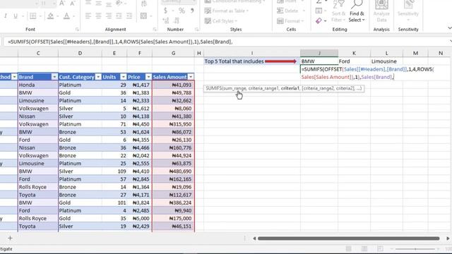 OFFSET Inside SUMIFS with Multiple Criteria [Single Cell Report] смотреть онлайн
