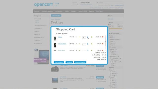 Module Popup cart for OpenCart CMS (VSpopupcart) Модуль Всплывающая корзина для OpenCart смотреть онлайн