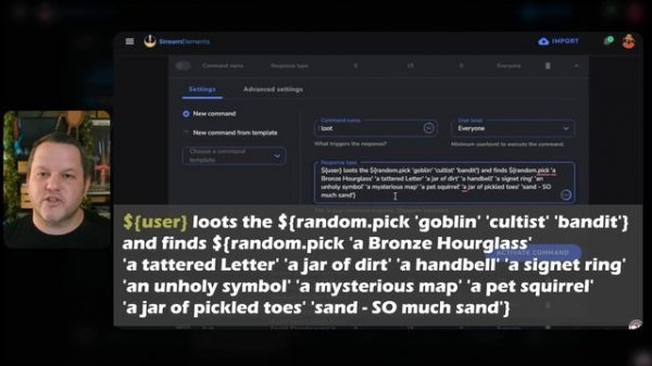 EASILY use random words or phrases in commands with StreamElements