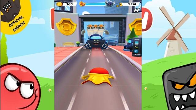 Красный шарик в раннере против черного квадрата Босса в игре Red Ball Run. смотреть онлайн