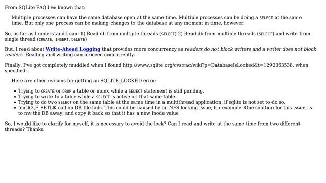 Databases: How do I prevent SQLite database locks? смотреть онлайн